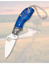 Coltello a serramanico in acrilico blu, lama 5,8 cm inox