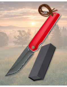 Coltello Albainox in acciaio inox con manico acrilico rosso