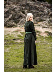 Vestito medievale modello Alvilda con Collo Rotondo, verde 2