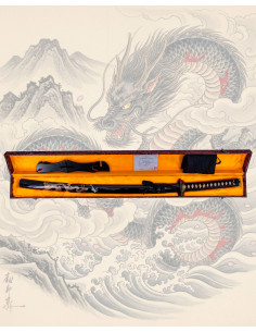 Katana Funzionale Acciaio 1045 Fodero Drago Dorato 2