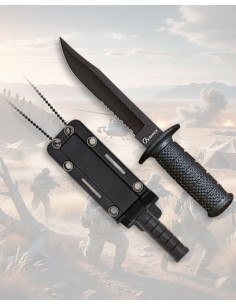 Coltello tattico Albainox nero con custodia in ABS