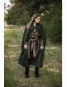 Cappa medieval verde con cappuccio, modello Johannes