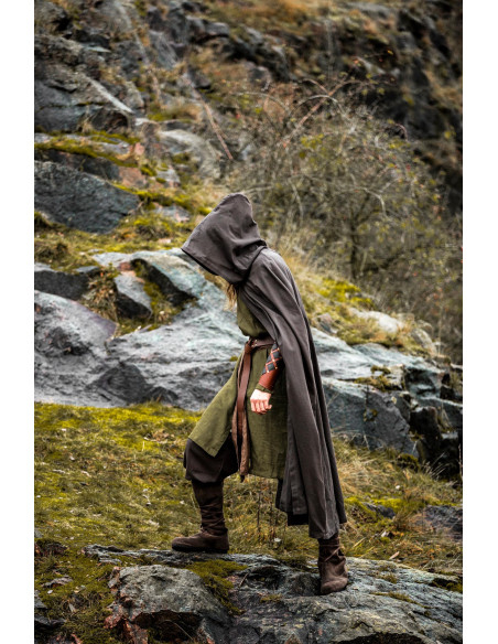Cappa medievale marrone scuro con...