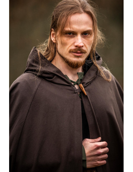 Cappa medievale marrone scuro con...