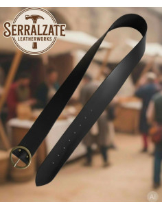 Cintura medieval con fibbia rotonda, nera