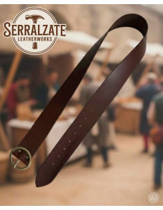 Cintura medieval con fibbia rotonda, marrone