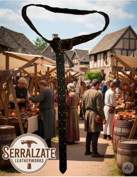 Cintura vichinga in pelle con squame...