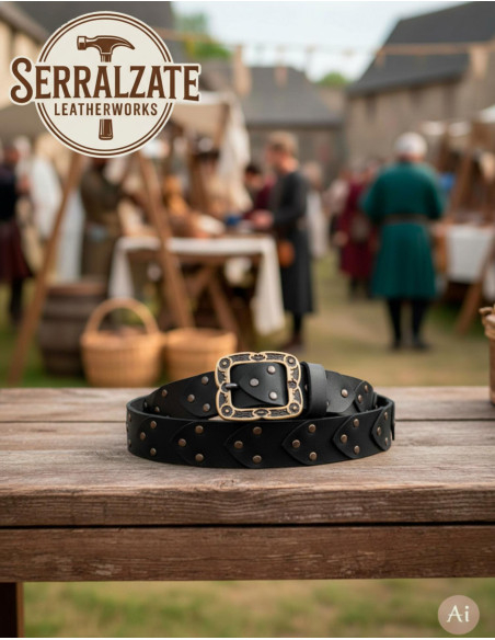 Cintura vichinga in pelle con squame...