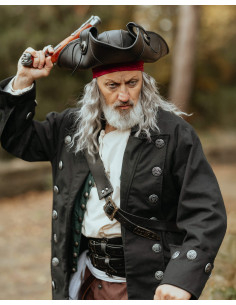 Cappello da pirata in pelle modello Flint, colore nero 2