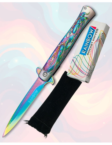 Coltello Albainox con lama rainbow in...