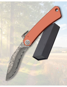 Coltello pieghevole Albainox lama Damasco 67 strati,...