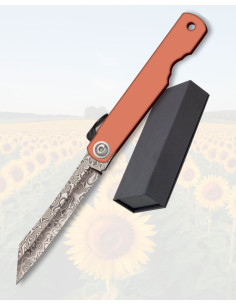 Coltello pieghevole Albainox lama d'acciaio damascato a...