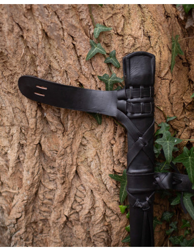 Fodero nero per spada in legno rivestito, modello Eldric