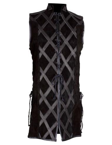 Gilet medieval in suede modello Cahir, colore nero