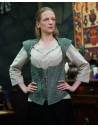 Corsetto medievale in pelle scamosciata modello Athela, colore verde