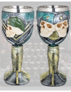 Coppa in resina Tole10 Skull Army, 18,5 cm.