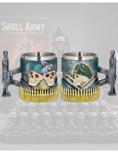 Tazza in resina Tole10 Skull Army, 12 cm.