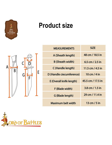 Coltello vichingo Seax con fodero in...