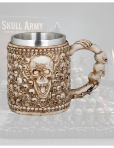 Tazza in resina Tole10 teschi e ossa, 12 cm.