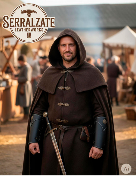 Bracciali in pelle nera robusta per...