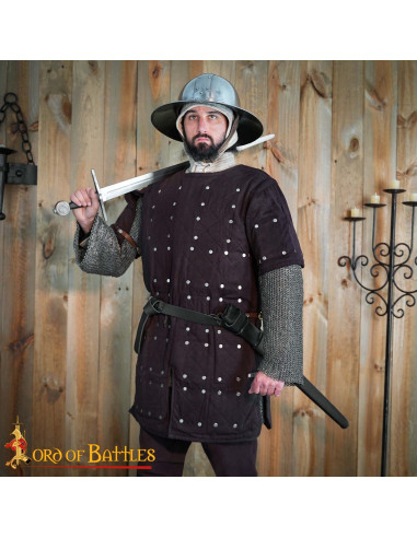 Brigantina medievale Secoli XIV-XVI in cotone marrone con cinghie