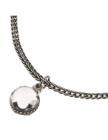 Collana vichinga teste di lupo, ciondolo in cristallo di rocca