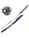 Katana ornamentale con lama in acciaio, fodero blu dragone