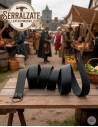 Cintura medieval in pelle autentica con anello, nera