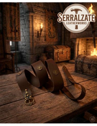 Cintura Medieval in Pelle con Borchie per LARP, marrone
