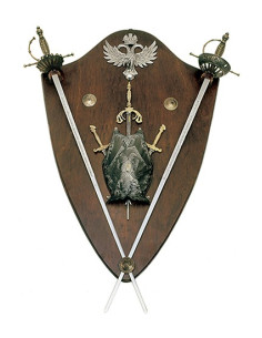 Panoplia medievale aquile e spade (102x70 cm.)