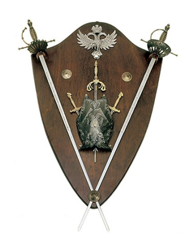 Panoplia medievale aquile e spade (102x70 cm.)