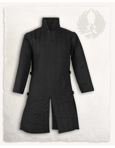 Gambeson medievale imbottito modello Burkhard, colore nero