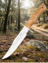 Coltello da montagna con manico in olivo e guardia in acciaio inox