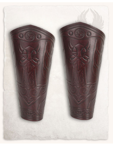 Bracciali vichinghi in pelle modello Thor Ragnarok, colore marrone