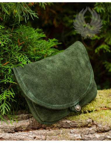 Borsa medievale in camoscio per cintura, verde