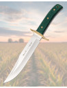 Coltello Muela con impugnatura in micarta e juta verde e guardia in ottone