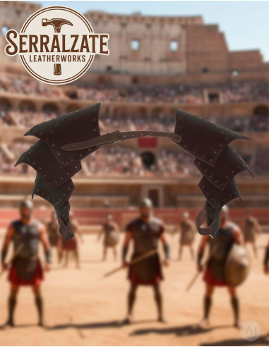 Spallacci in Pelle con Rivetti per Rievocazioni, Marroni