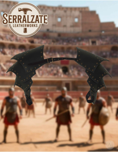 Spalline in pelle con borchie per ricreazioni, nere