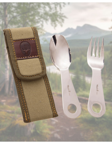 Set di posate Muela per campeggio in acciaio inox, custodia