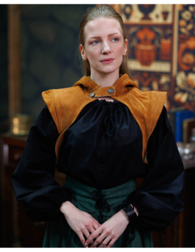 Gugel medieval in pelle scamosciata modello Galatea, marrone chiaro