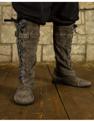 Stivali medievali con lacci modello Taras, color verde oliva