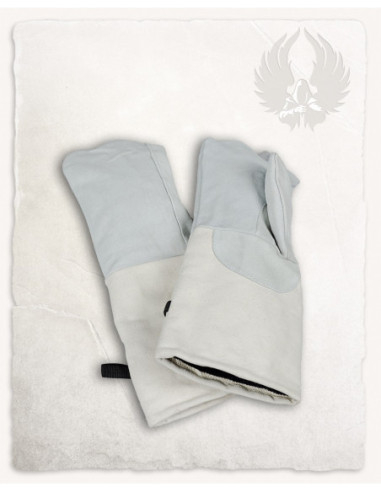Guanti medievali in pelle modello Anselm, colore bianco naturale