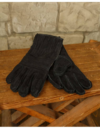 Guanti medievali in pelle modello Clemens, colore nero