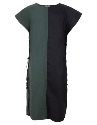 Tabardo medieval in cotone modello Gilbert, colore verde-nero
