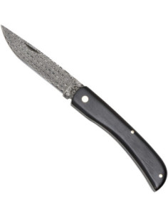 Coltello a penna in acciaio damasco con manico in ebano e...