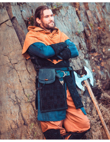 Bracciali medievali in pelle modello Sigurd, colore nero