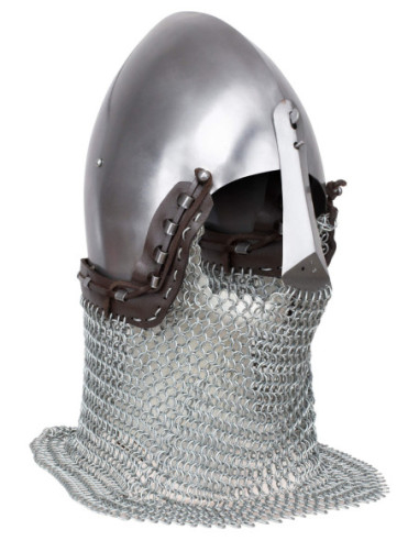 Bacinete medieval in acciaio modello Alwin, finitura lucida