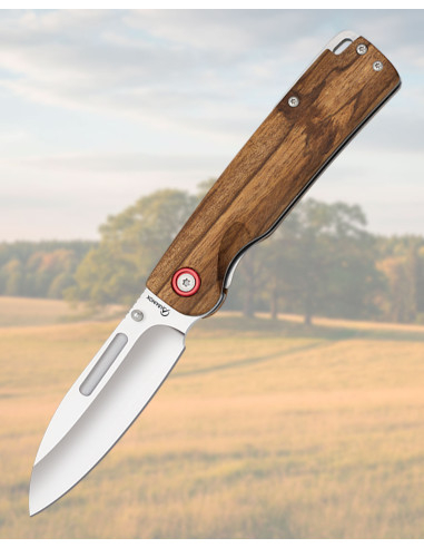 Coltello Albainox con manico in legno zebra, lama di 8,9 cm.