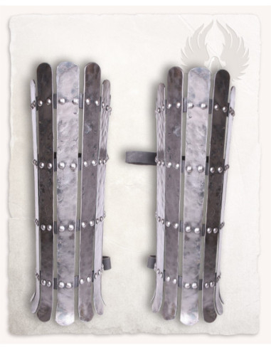 Gambali vichinghi in acciaio modello Ragnar, finitura lucida