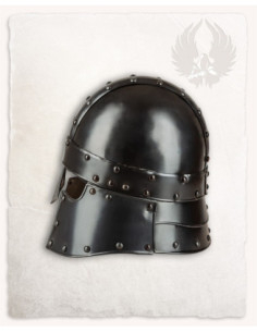 Barbuta medievale modello Halanor, finitura annerita 2